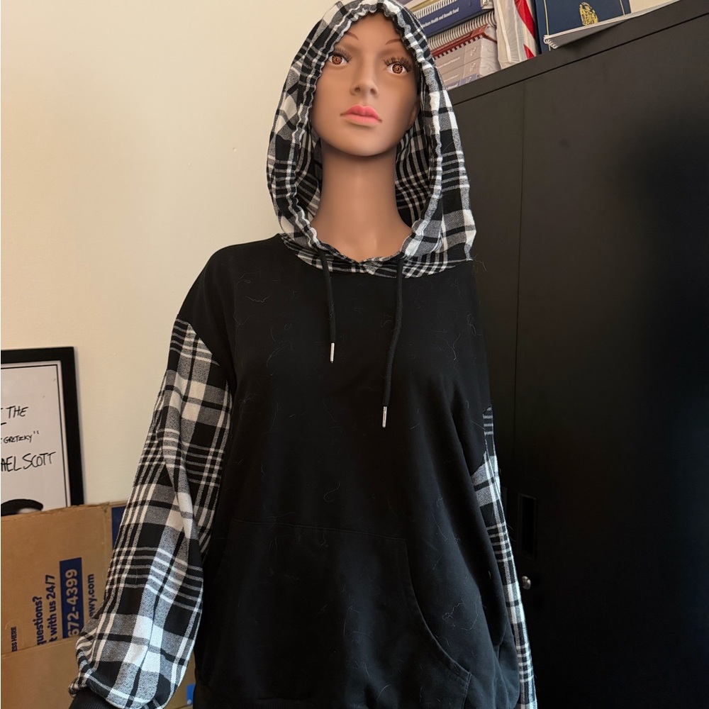 Black and Plaid Hoodie